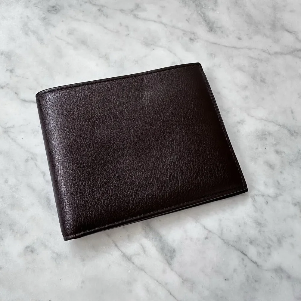 Tumi Dark Brown Leather Bi-Fold Men’s Wallet with Removable ID Card Sleeve